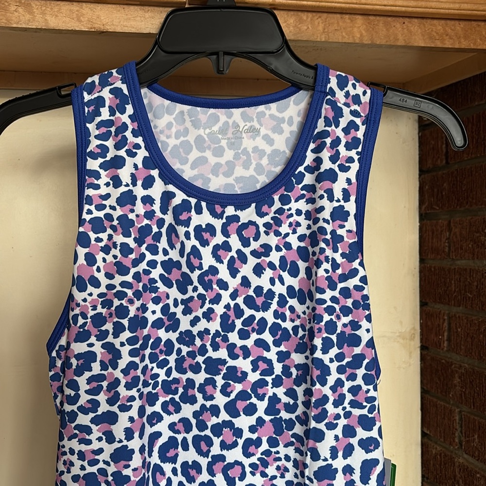 NWT Court Haley Leopard Print Racer Back Tank Top Moisture Wicking Stretch UPF30 - Picture 6 of 16
